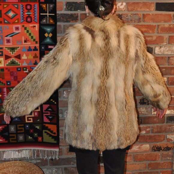Stunning La Vay Limited 100% Afghan Fox Fur Coat 10 (S-M) Made in UK - Picture 10 of 16
